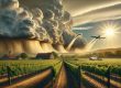harvest time and cloud seeding to break up the clouds in mendoza, the winery region of Argentina