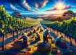a suny harvest season in australia. harvesting grapes for winemaking
